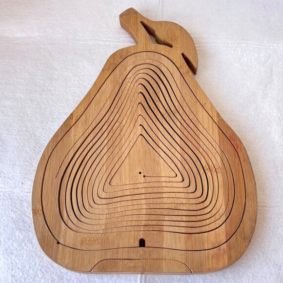 Bamboo Collapsible Fruit Basket Pear Shaped Eco Friendly Kitchen Decor - Picture 4 of 8